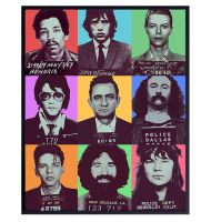 David Bowie Elvis เจอร์รี่การ์เซีย Johnny Cash Jimi Hendrix Mick Jagger แฟรงค์ซีนาตร้า David Crosby Janice Joplin ศิลปะบนผนัง &amp; Decor Musician Mugshot Photo Pop Art Gift ของขวัญ X โปสเตอร์