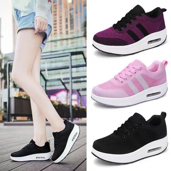 Black Rubber Shoes For Woman With Heels Sale Low Cut Sneaker Women