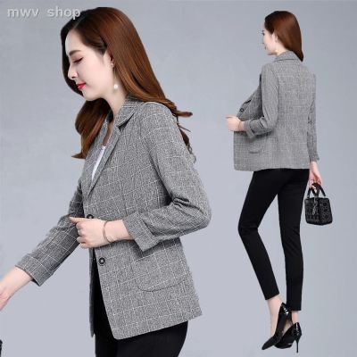 Season And New Full Season popular Plaid Small Details Long Sleeve Womens kot Thin Casual Fan Goddess Jacket