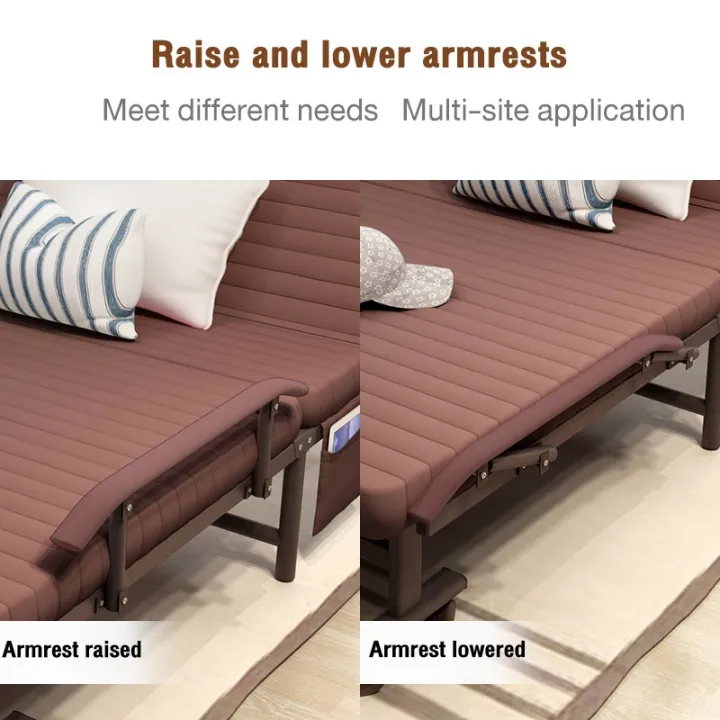 BAIERDI folding bed home single bed portable reclining bed can