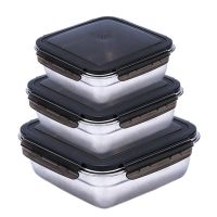 hot【cw】 400/750/1200ml 304 Rectangular Sealed Food Fresh-keeping Office Bento