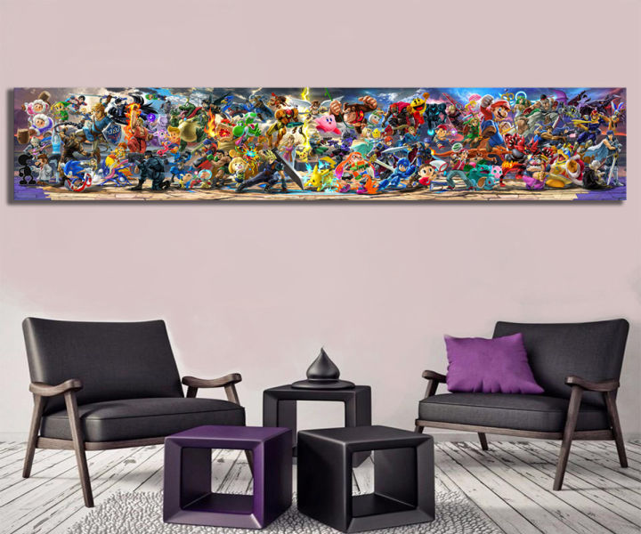 newest-super-smash-bros-ultimate-update-art-video-game-poster-cartoon-pictures-artwork-canvas-paintings-wall-art-for-home-decor