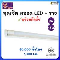 ชุดเซ็ตหลอด LED พร้อมราง ขาบิดล็อค ✅ติดตั้งได้เลย มีมอก. 9W-18W ☀️แสงขาว ☀️แสงวอร์มไวท์ LED SET VLIGHT วีไลท์