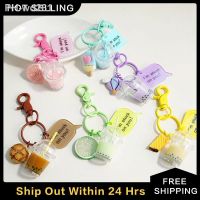 Fashion Resin Keychains Cartoon Ice-cream Bubble Tea Biscuit Pendant Key Rings For Best Friend Women Girl Bag Accessories