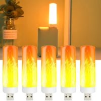 USB Flame Lamp Computer Power Bank Flickering LED Light Portable Retro Indoor Atmosphere Lighting Lamp Bedroom Night Light Night Lights