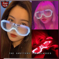 สมัย แว่นตา แว่นตาเรืองแสง แว่นตากันแดด "มีหลอดไฟ LED" คริสต์มาส แว่นสงกรานต์ Luminous party glasses for man women(1026)