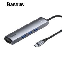 Pro +++ BASEUS 6in1 HUB Adapter HUB-J0G USB Type C to USB 3.0 HDMI RJ45 อุปกรณ์เสริมคอมพิวเตอร์ อะแดปเตอร์ ราคาดี อะ แด ป เตอร์ อะแดปเตอร์ รถยนต์