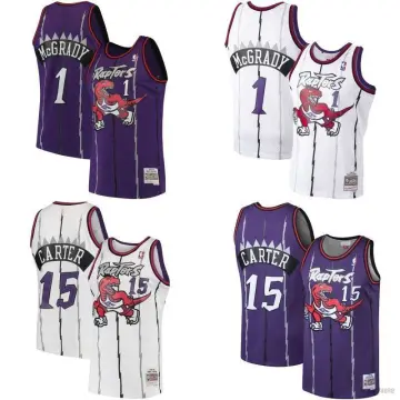 Original Mitchell & Ness NBA High Density Embriodery M&N Purple Toronto  Raptors #1 Tracy McGrady Jersey