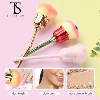 (Stream woman)แปรงทาเล็บ Soft Clean Dust Powder Rose Flower Shape Cute Blush Foundation Powder Removal Blush Makeup Brush