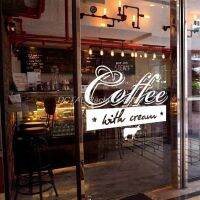 สติกเกอร์ร้านกาแฟชานมโปสเตอร์ถ้วยกาแฟไวนิลติดผนังศิลปะตกแต่งผนังตกแต่งขนมปังแบ่งแก้วกาแฟรูปลอก