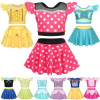 Disney Princess Girl Swimsuit Summer Beachwear Frozen Elsa Swimwear Kids Snow White Sets Minnie Mouse Rapunzel Beach Dress