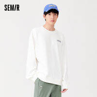 Semir เสื้อยืดผู้ชายตัดกันสีจดหมายพิมพ์อินเทรนด์2022ฤดูหนาวใหม่ฤดูใบไม้ร่วงไหล่เวอร์ชั่นเกาหลีหลวมเสื้อกันหนาวหมวกเด็กถักด้านบน