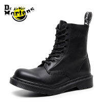 Dr.Martens 1460ลิ้นจี่ข้าวเวอร์จิเนียผู้หญิงชั้นบนหนังวัวสั้นรองเท้าหนังสีดำทั้งหมดมาร์ติน