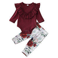 Spring Infant Baby Girls Clothing Set Simple Long SleeveT-Shirt + Print Trousers + Hair Band 3Pcs able Sets 0-24M