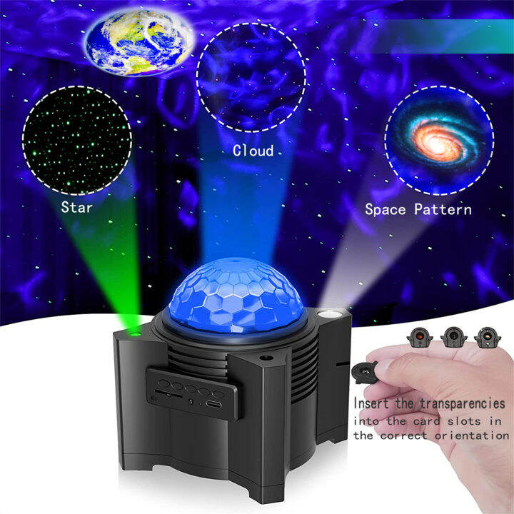 โคมไฟฉายท้องฟ้าดาว-led-พร้อมฟิล์มลายอวกาศ3แบบไฟกลางคืนลำโพงรองรับบลูทูธได้7โหมด