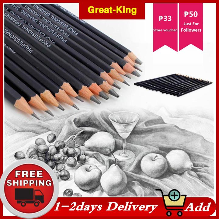 Artist Professional Drawing Pencil Graphite Sketching 12B-6H Set Of 14