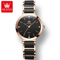 OLEVS 5877 Ceramic Band Waterproof Women Wristwatch Fashion Japan Quartz Watch For Women