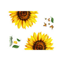 1 Sheet Toilet Sticker Detachable Waterproof Traceless Sunflower Leaf Butterfly Pattern Toilet Sticker Decal Bathroom Supply