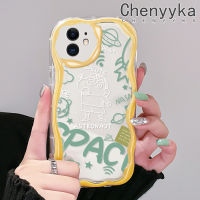 เคส Chenyyyka สำหรับ iPhone 11 Pro 11 Pro Max เคส Crayon Shin-Chan Salute Astronaut ลายดีไซน์ใหม่เนื้อครีมขอบลอนนุ่มเคสมือถือกันกระแทกแบบใสโปร่งใสลายกล้องถ่ายรูปเรียบง่ายอ่อนโยนฝาครอบป้องกัน