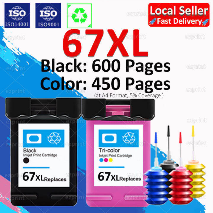 Compatible for HP 67 Ink Cartridge Refill HP 67 XL HP 67 Black HP 67