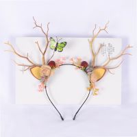 【YF】 Deer Ears Antler Hair Hoop Retro Tree Branch Christmas Hairbands Super Thin Handmade Headband Accessories for Women Girls