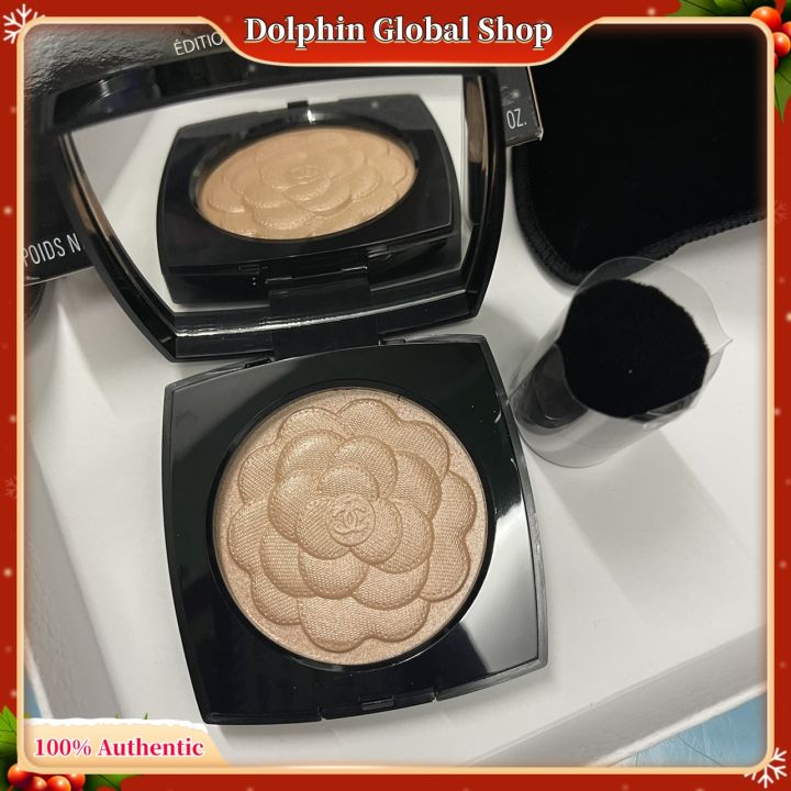 100% Authentic】 Chanel Spring 2022 Limited Edition Camellia Highlighter REVE  DE CAMELIA with BrushChăm sóc da Làm đẹp Trang điểm 