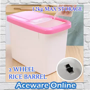 Airtight Rice dispenser rice storage container with wheels 10KG Kotak  Simpanan Beras