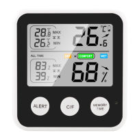 KKmoon ความแม่นยำสูง M-แม่เหล็กเครื่องวัดอุณหภูมิความชื้น Thermo-Hygrometer หน้าจอ LCD °C/°F Switchable All-Time/24ชั่วโมงสูงสุดขั้นต่ำอุณหภูมิความชื้น Comfort ฟังก์ชั่นเตือนสีขาว