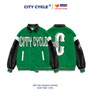 Áo khoác bomber varsity jacket Green Gaint City Cycle unisex form rộng nam