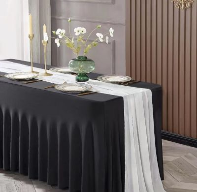 ‘；’ Spandex Table Skirts For Rectangle Tables6ft.Fitted Table Covers For 6Ft Tables Wrinkle Resistant Table Skirt For Birthday Party