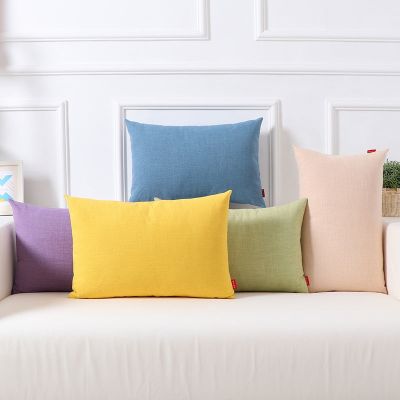 【SALES】 Pure color cotton linen pillow long sofa living room rectangular cushion lumbar large backrest plain household