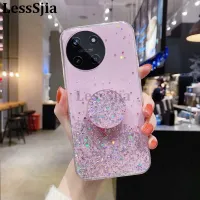 เคสมือถือสำหรับ Realme 11ฝาหลังแสงระยิบระยับเลื่อมรูปดวงจันทร์ขาตั้งพับได้ซิลิโคนใสกันตกสำหรับ Realme 11 4G เคสใส่โทรศัพท์