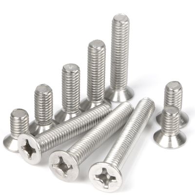 {Haotao Hardware} Countersunk หัวสกรู304สแตนเลส Cross Phillips Flat Countersunk สกรูหัว Bolt M2 M2.5 M3 M3.5 M4 M5 M6 M8