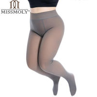 MISSMOLY ผู้หญิงขนแกะเรียงราย Tights ปลอมโปร่งแสงความร้อน Leggings ถุงน่องฤดูหนาว Sheer Warm Pantyhose Footless Tights