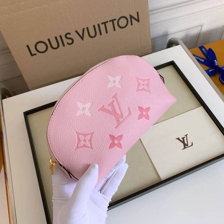 (Gift Box Packaging) Bag Female 2023 New Cosmetic Bag Cowhide Embossed