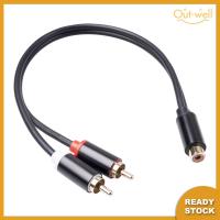 RCA ตัวเมียหนึ่งตัวถึงสอง RCA ตัวผู้ Y Splitter ชุบทอง1ft สายสัญญาณเสียงตัวเชื่อมต่อ