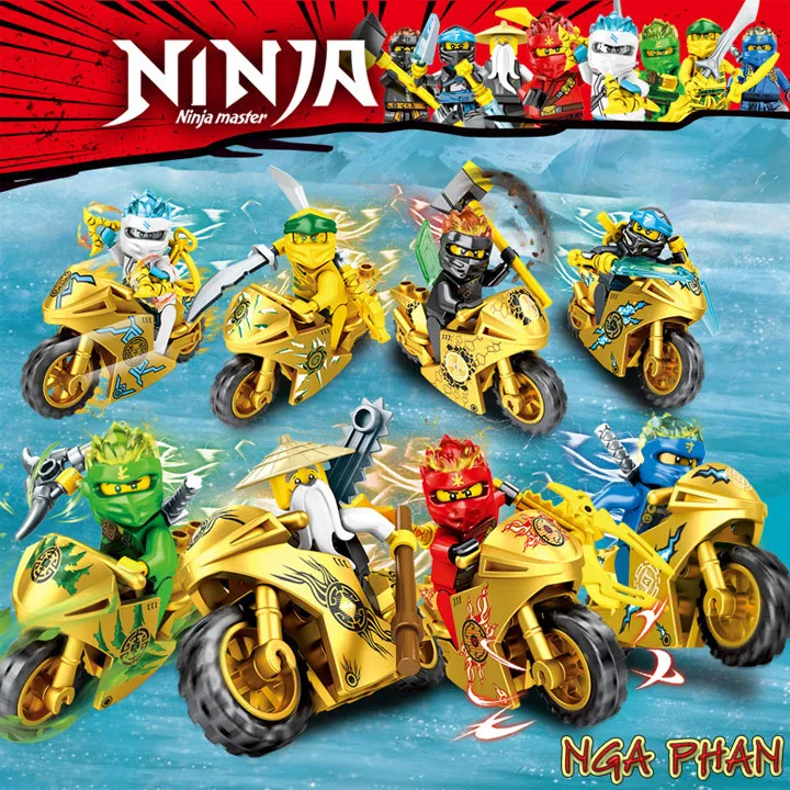 Combo 2 Ninja Cưỡi Mô Tô Vàng Cực Đẹp Ninjago Lego SY Đồ Chơi Xếp Hình Lắp  Ráp 