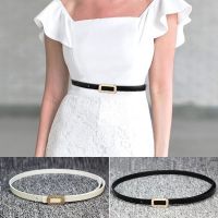 【CW】 Fashion Pu Leather Thin Rhinestone Metal Pin Buckle Waist Adjustable Sweater