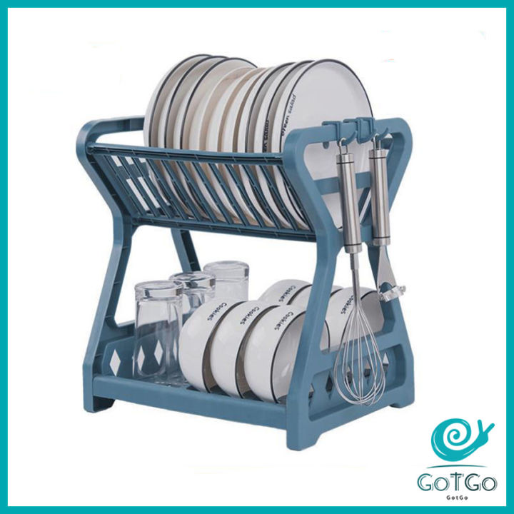 gotgo-ชั้นวางจานอเนกประสงค์-ชั้นวางจาน-พลาสติก-ย้ายง่าย-drain-bowl-rack-สปอตสินค้า