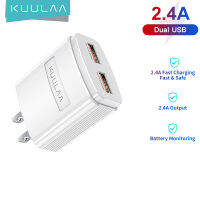 【Buy 1 Take 1】KUULAA Wall Charger 5V/2.4A Dual USB Charger US Charger Tablet Android Multi Plug Travel Charger Fast Charger for Android Sumsang Xiaomi asd