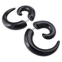 Jewellery Mens Horn Claw Stud Earrings, Cheater Fake Ear Plugs Gauges Illusion Tunnel, Black (with Gift Bag)