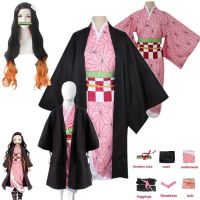 Nezuko Cosplay Anime Demon Slayer Kimetsu No Yaiba Cosplay Costume &amp; Accessories Kamado Kimono Uniform Halloween Clothes