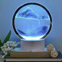 ❁⊕♨ 3D Moving Sand Art Lamps RGB Colorful Color Change Sand Drawing Ornament Lights Creative 3D Hourglass Night Lamps