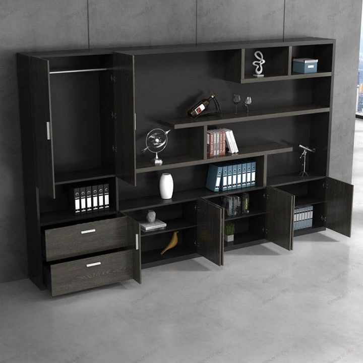 office-file-cabinet-wooden-bookcase-information-display-floor-background-partition-furniture-against-the-wall