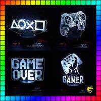 (ลิ้ง1)โคมไฟอะคริลิค 3D Game พร้อมรีโมท 16 เฉดสี บริการเก็บเงินปลายทาง