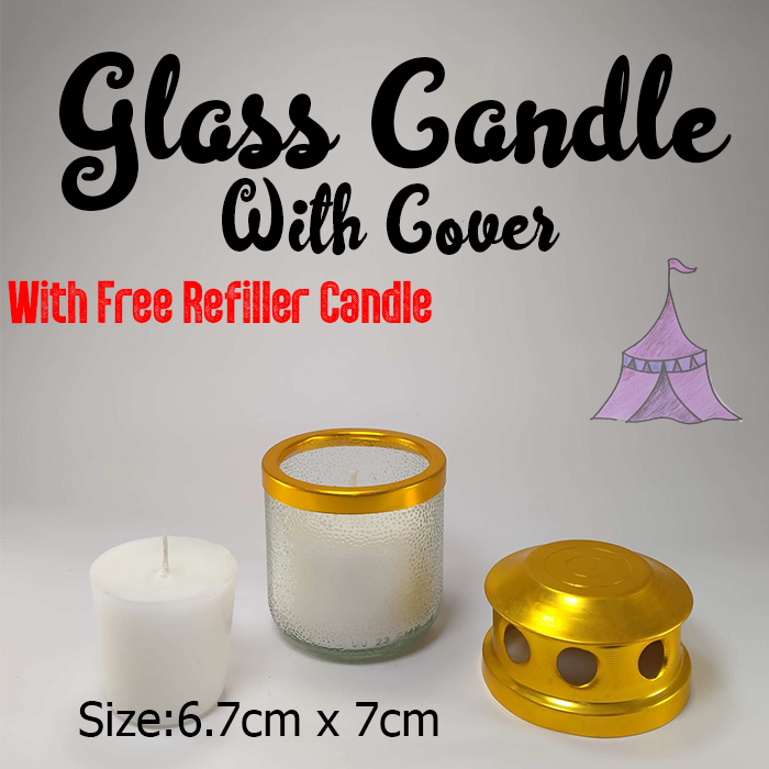 Smokeless Candle Glass Candle with Cover Free Refiller Candel Dantes