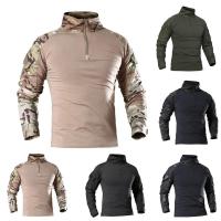 【YY】Men Army Tactical T shirt Camouflage Long Sleeve Zipper Assault Frog Combat Shirt Soldiers Military Uniform Club Prom Shirt Cool