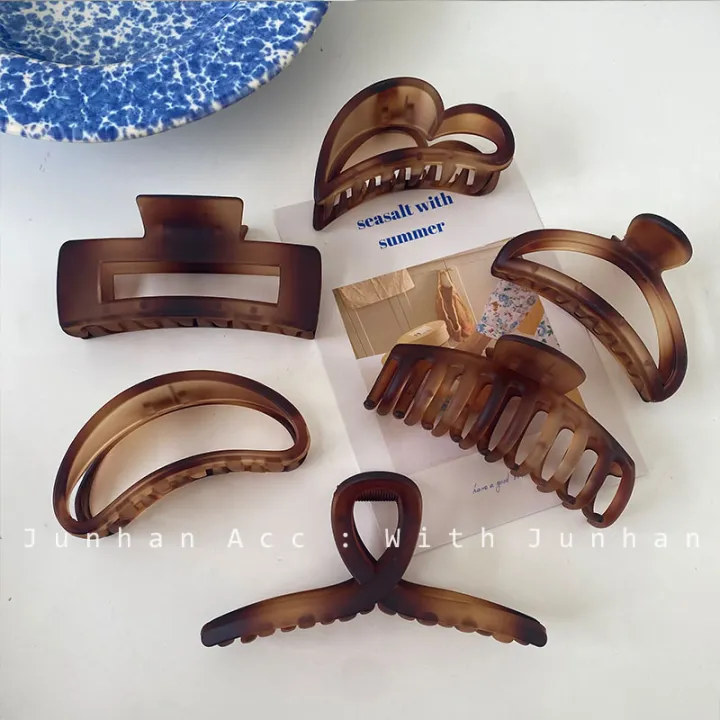 Vintage Brown Color Hair Claws Crab Autumn Winter Acrylic Barrette Hair