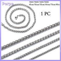 PERPE 3/4/5/6MM เย็น โชคเกอร์ พังก์ กอธิค ปลอกคอโลหะ ห่วงโซ่ข้าวสาลีถัก สร้อยคอสแตนเลส ลิงค์หนัก