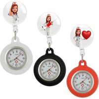 【CW】❒♗✱  Cartoon Doctor Ladies Silicone Hospital Badge Reel Retractable Clip Watches